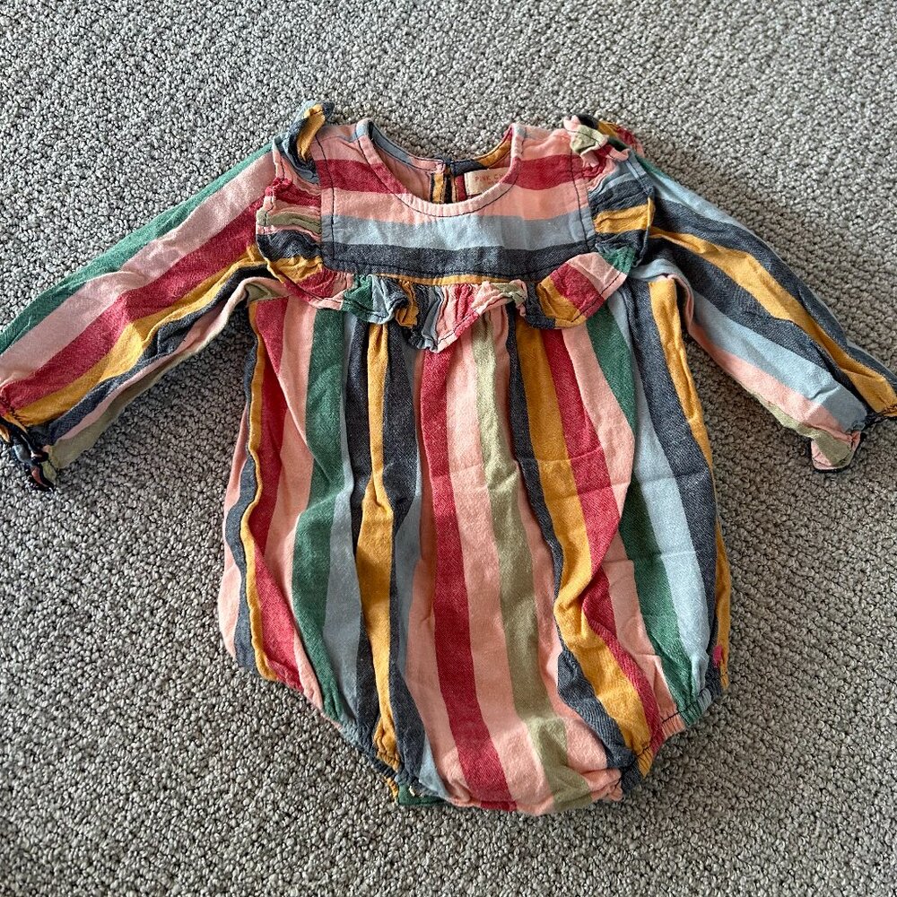 Pink Chicken Multi Stripe Romper - 6-12m